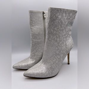 Elditas Women’s Skylar Silver Metallic Sparkle Ankle Stiletto Boots Size…